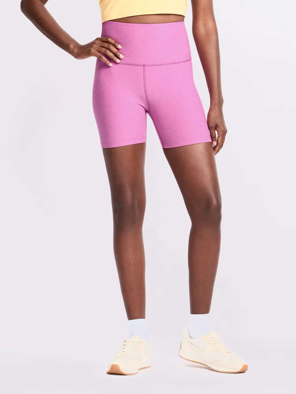 Beyond Yoga Spacedye 5” Biker Shorts, Heather Magenta / Fuchsia Pink – Size XS
